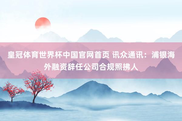 皇冠体育世界杯中国官网首页 讯众通讯：浦银海外融资辞任公司合规照拂人