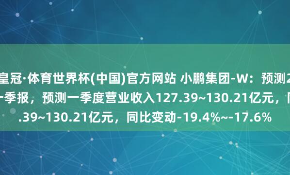 皇冠·体育世界杯(中国)官方网站 小鹏集团-W：预测2026年5月28日公布一季报，预测一季度营业收入127.39~130.21亿元，同比变动-19.4%~-17.6%