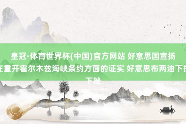 皇冠·体育世界杯(中国)官方网站 好意思国宣扬在重开霍尔木兹海峡条约方面的证实 好意思布两油下挫