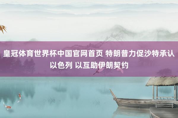 皇冠体育世界杯中国官网首页 特朗普力促沙特承认以色列 以互助伊朗契约
