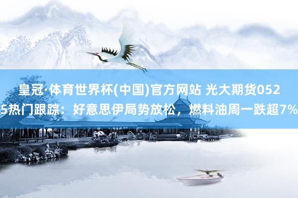 皇冠·体育世界杯(中国)官方网站 光大期货0525热门跟踪：好意思伊局势放松，燃料油周一跌超7%