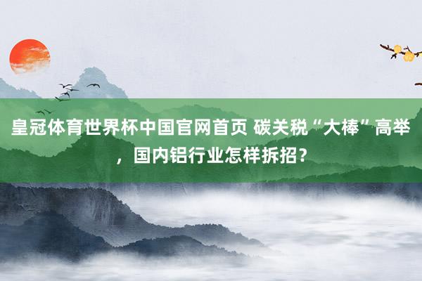 皇冠体育世界杯中国官网首页 碳关税“大棒”高举，国内铝行业怎样拆招？