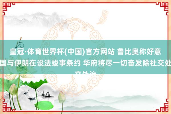 皇冠·体育世界杯(中国)官方网站 鲁比奥称好意思国与伊朗在设法竣事条约 华府将尽一切奋发除社交处治