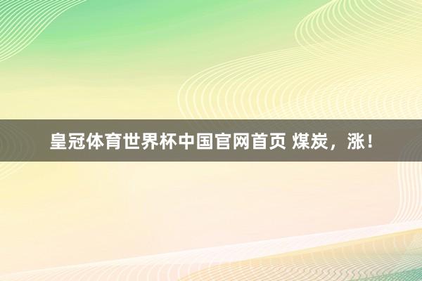 皇冠体育世界杯中国官网首页 煤炭，涨！