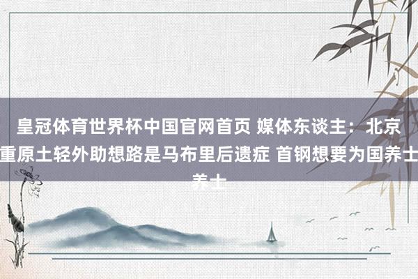 皇冠体育世界杯中国官网首页 媒体东谈主：北京重原土轻外助想路是马布里后遗症 首钢想要为国养士