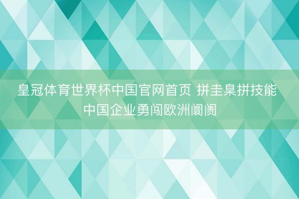 皇冠体育世界杯中国官网首页 拼圭臬拼技能 中国企业勇闯欧洲阛阓