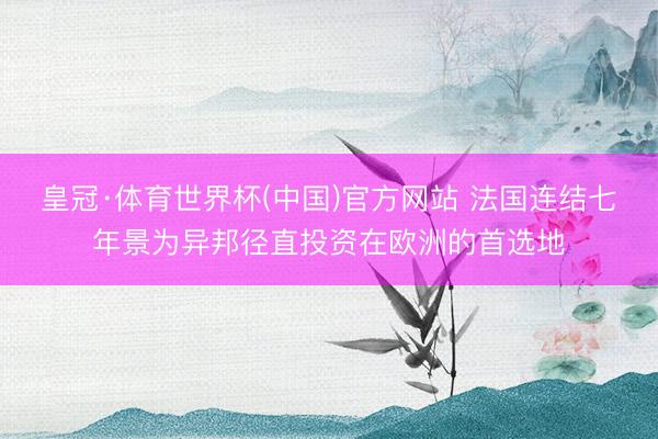 皇冠·体育世界杯(中国)官方网站 法国连结七年景为异邦径直投资在欧洲的首选地