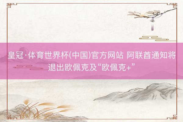 皇冠·体育世界杯(中国)官方网站 阿联酋通知将退出欧佩克及“欧佩克+”