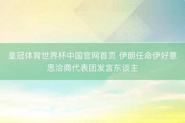 皇冠体育世界杯中国官网首页 伊朗任命伊好意思洽商代表团发言东谈主