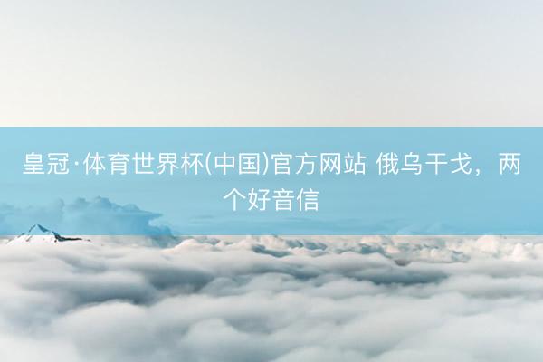 皇冠·体育世界杯(中国)官方网站 俄乌干戈,两个好音信